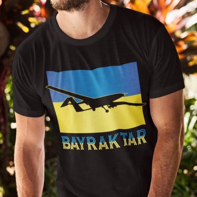 Alternative view of Bayraktar TB2 Proud Ukrainian T-Shirt - V-Neck Shirt