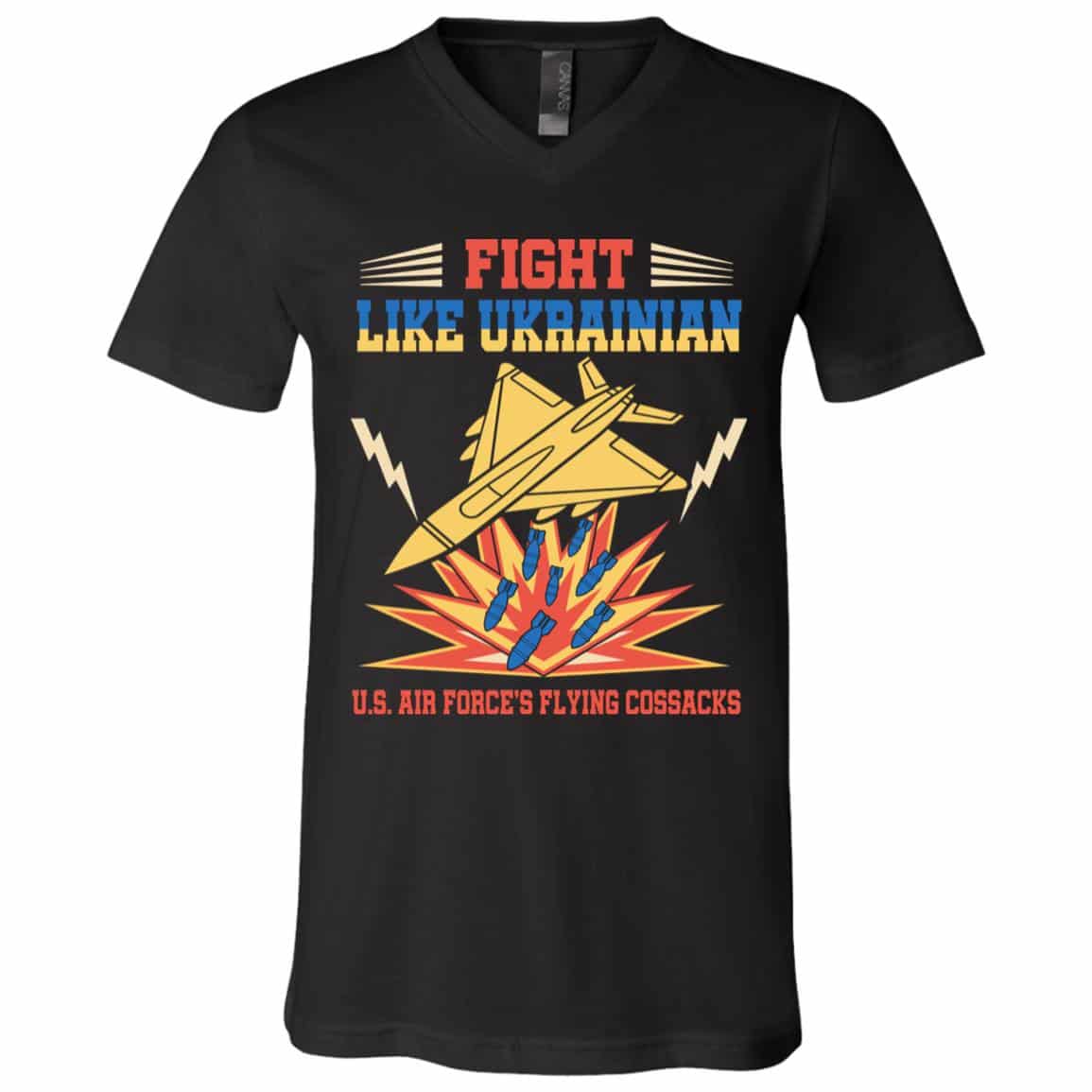 fight 2, Black, V-Neck T-Shirt fight 2, Black, V-Neck T-Shirt