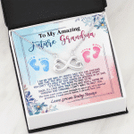 Baby Bump To My Amazing Future Grandma I Am On The Way Infinity Heart Pendant Necklace - Grandma To Be Gifts