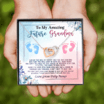 Baby Bump To My Amazing Future Grandma I Am On The Way Interlocking Hearts Pendant Necklace