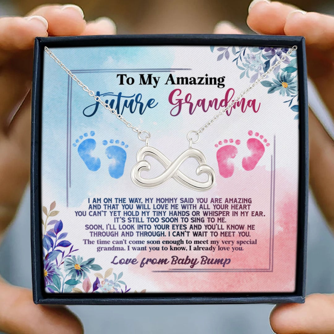 30 HG. Amazing Future Grandma Infinity Heart Necklace (Silver) 3