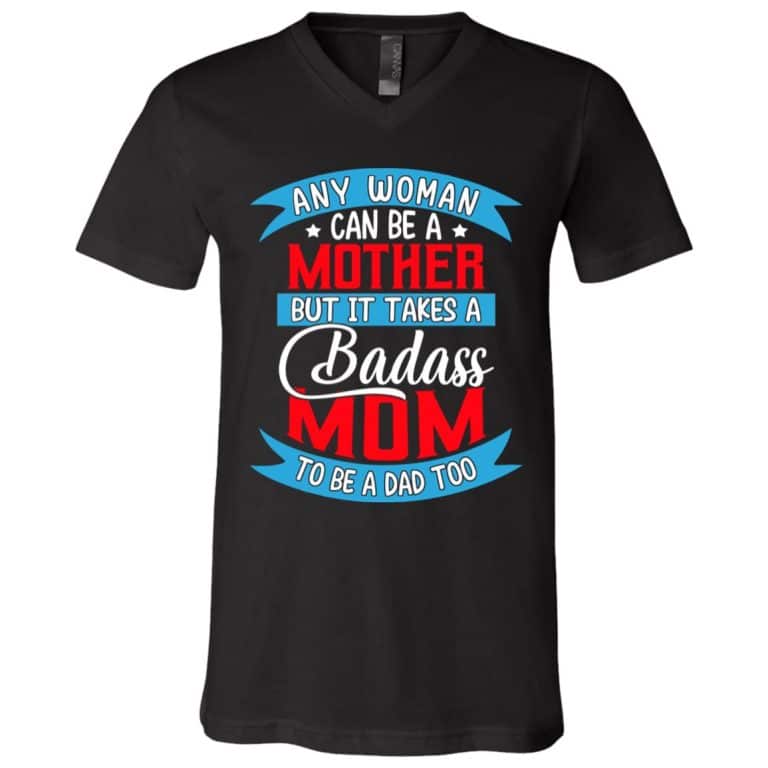 mom 2, Black, V-Neck T-Shirt