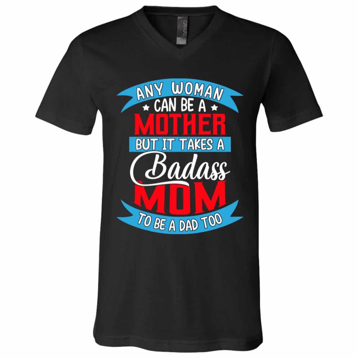 mom 2, Black, V-Neck T-Shirt