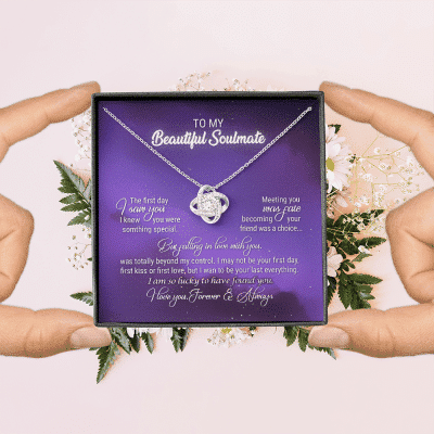 To My Soulmate I Love You Forever and Always Love Knot Necklace