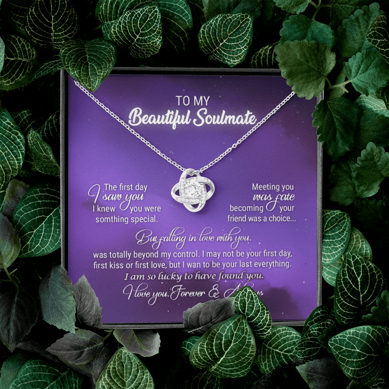 To My Soulmate I Love You Forever and Always Love Knot Necklace