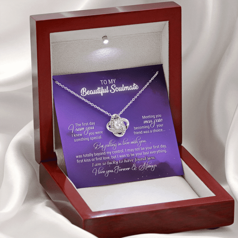 To My Soulmate I Love You Forever and Always Love Knot Necklace