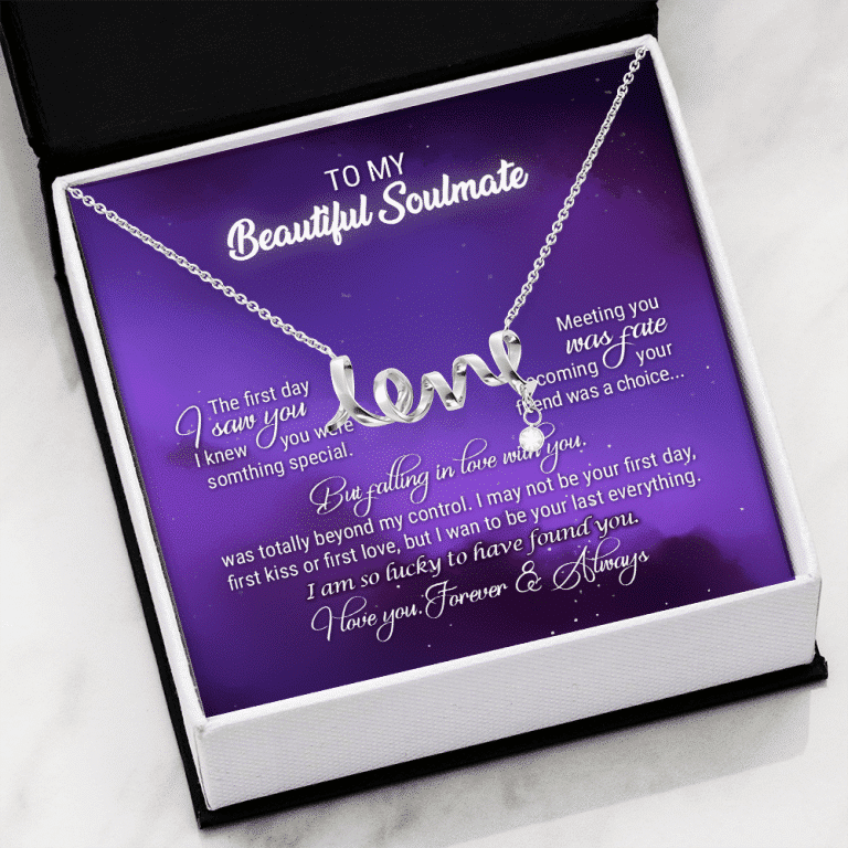 To My Beautiful Soulmate Meeting You Was Fate Love You Forever and Always Scripted Love Necklace - Birthday Gift