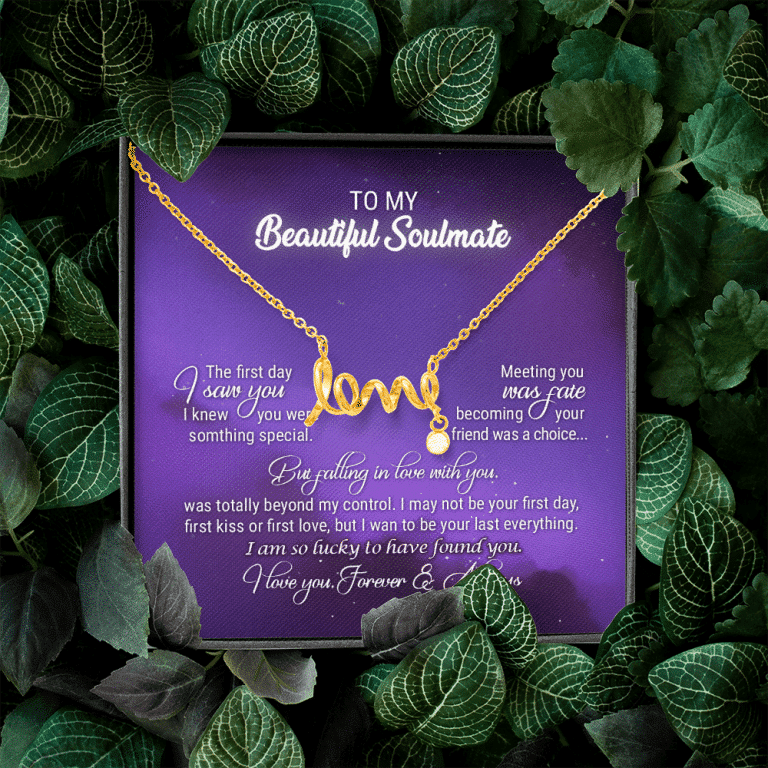 To My Beautiful Soulmate Meeting You Was Fate Love You Forever and Always Scripted Love Necklace - Birthday Gift