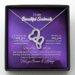 To My Beautiful Soulmate Meeting You Was Fate Love You Forever and Always Double Hearts Necklace - Birthday Gift - Double Hearts Necklace