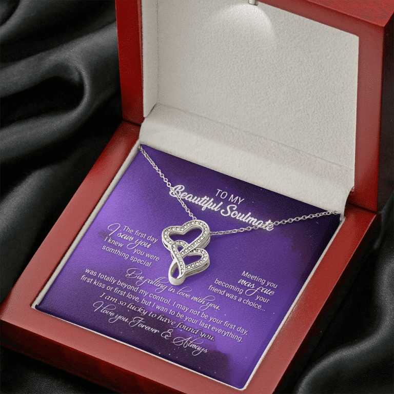 To My Beautiful Soulmate Meeting You Was Fate Love You Forever and Always Double Hearts Necklace - Birthday Gift