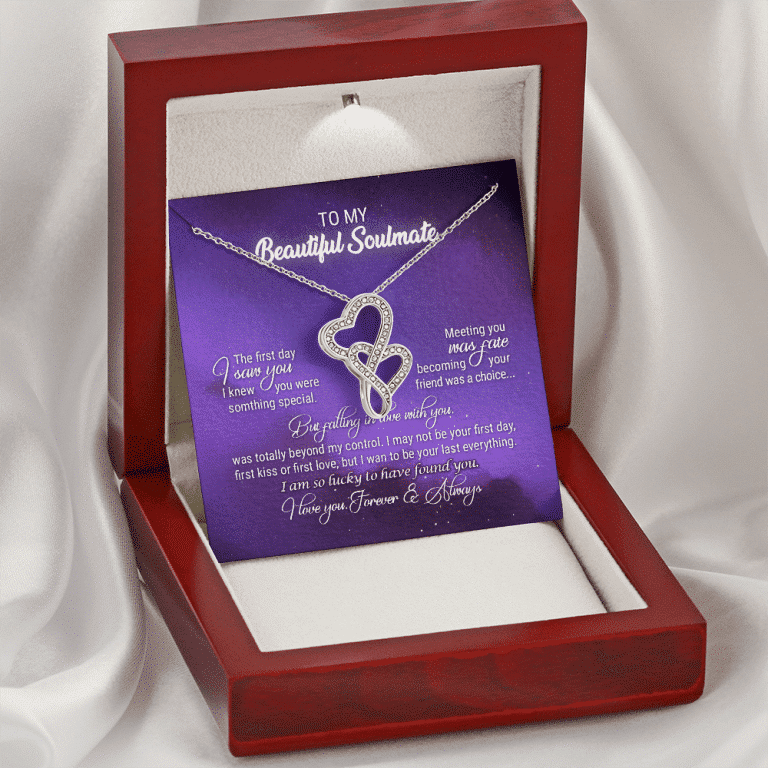 To My Beautiful Soulmate Meeting You Was Fate Love You Forever and Always Double Hearts Necklace - Birthday Gift