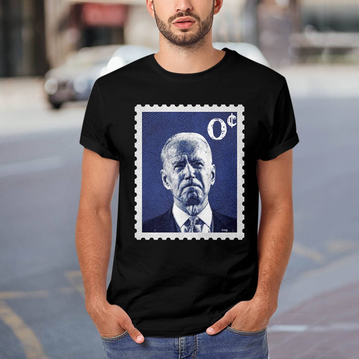 Alternative view of Joe Biden Zero Cents Stamp 0 President Anti Biden T-Shirt