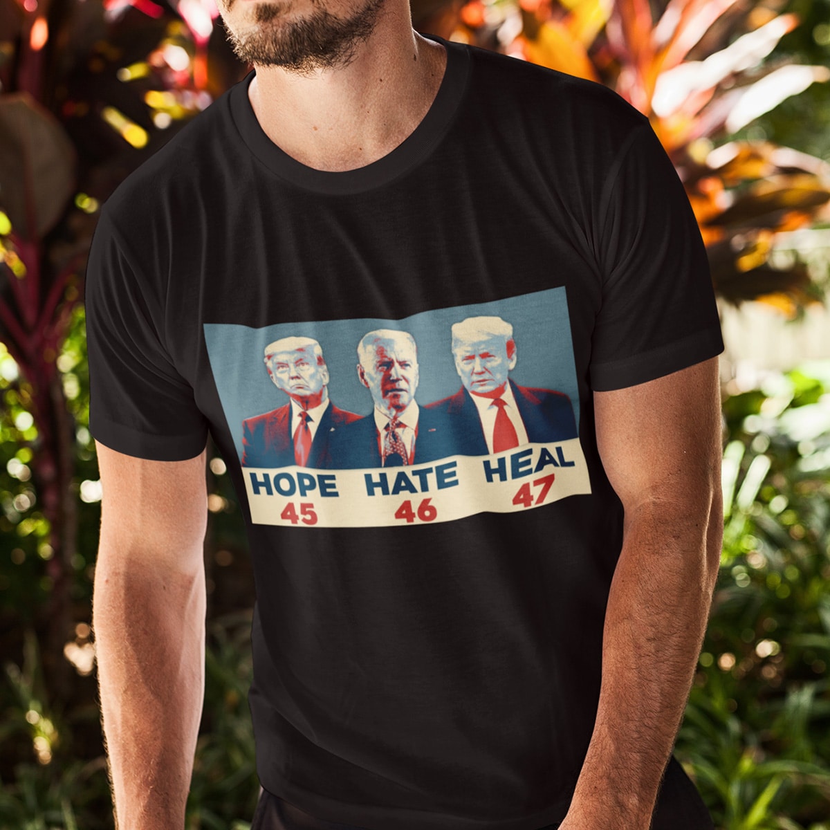 Alternative view of Hope Hate Heal Biden Trump T-Shirt - V-Neck Shirt