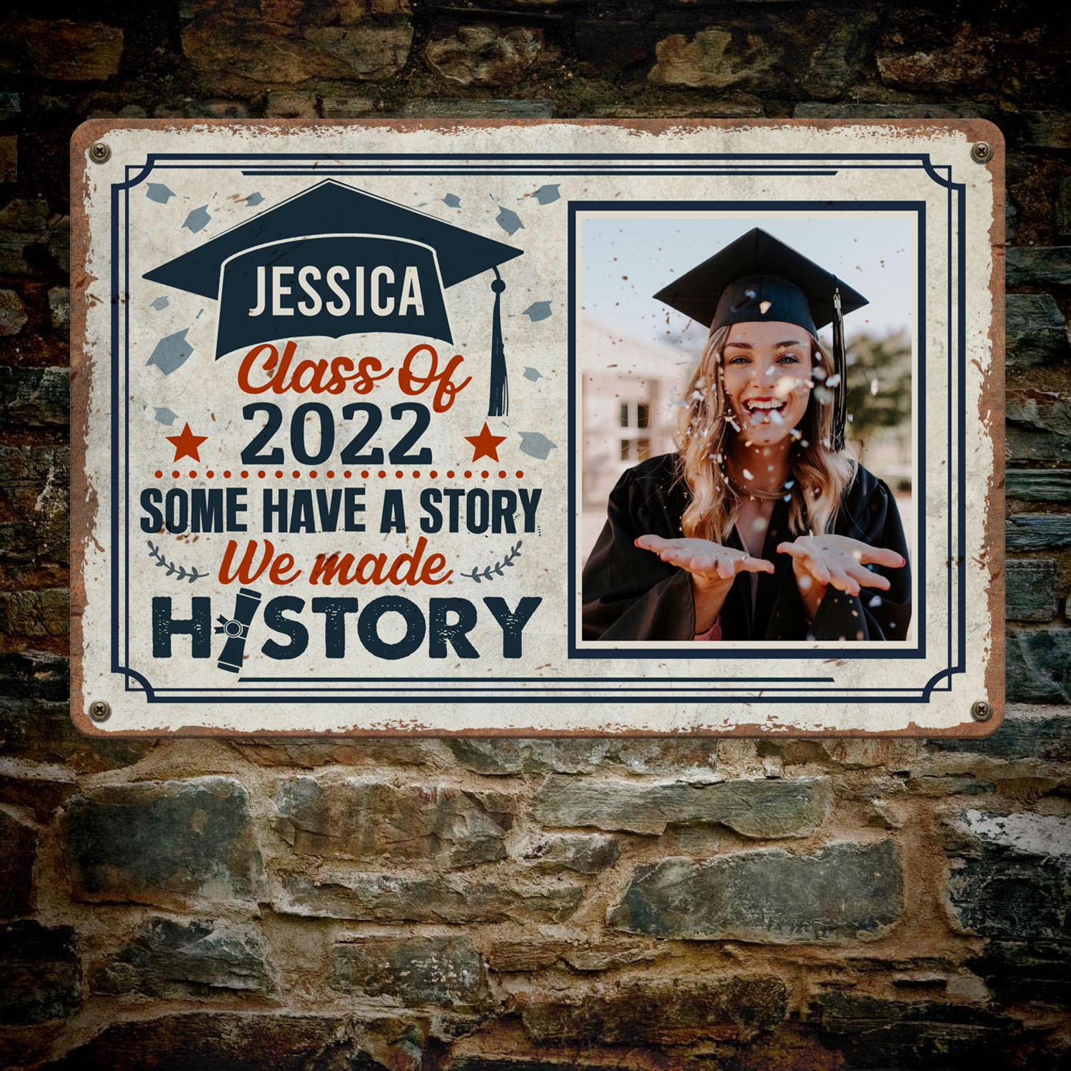 6VT. Some Have A Story Sign (Sample Design 1) Metal Sign Mockup 7