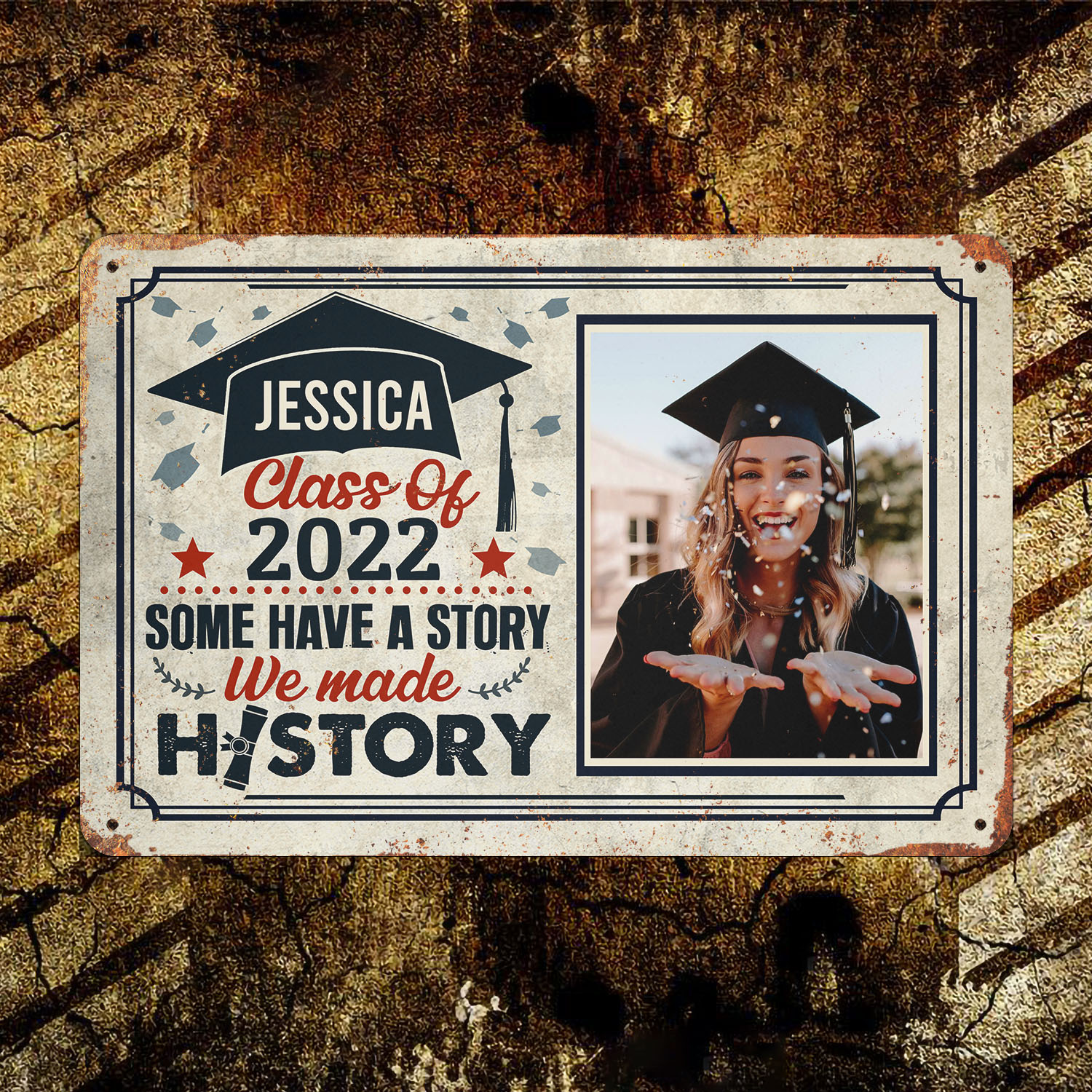 6VT. Some Have A Story Sign (Sample Design 1) Metal Sign Mockup 10