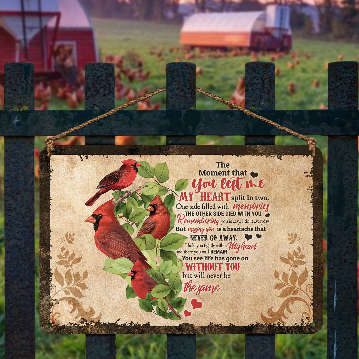 Alternative view of The Moment that You Left Me My Heart Split in Two Vintage Metal Sign - Memorial Decor Sign