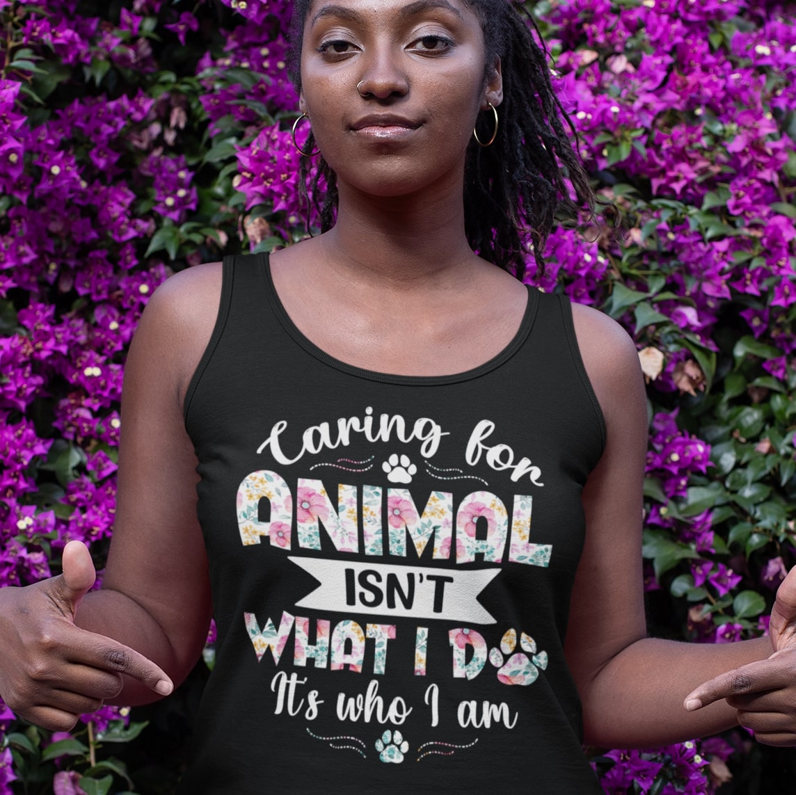 Alternative view of Caring for Animal Isn't What I Do It's Who I Am Tank Top - Pet Lovers Tank For Women