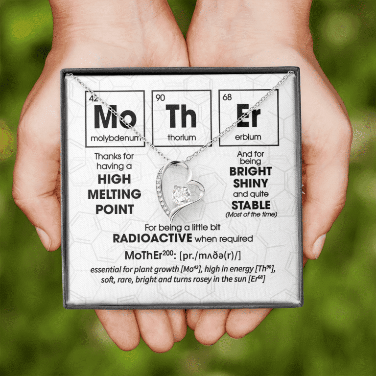 Mother Periodic Table Of Elements Funny Mom Mother's Day Forever Love Heart Pendant Necklace