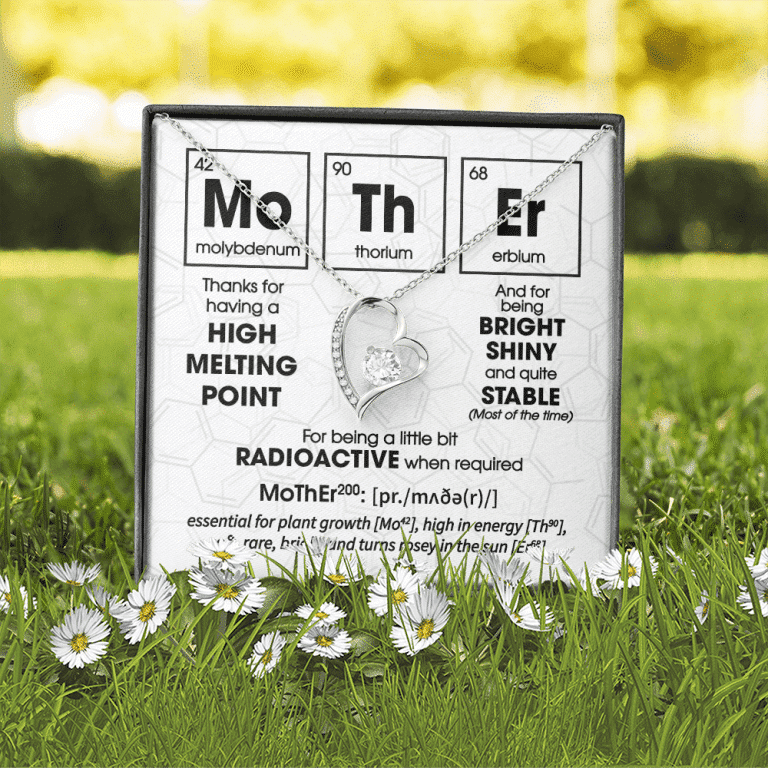 Mother Periodic Table Of Elements Funny Mom Mother's Day Forever Love Heart Pendant Necklace