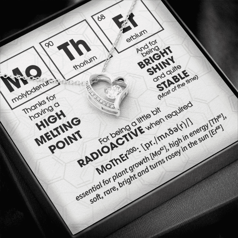 Mother Periodic Table Of Elements Funny Mom Mother's Day Forever Love Heart Pendant Necklace