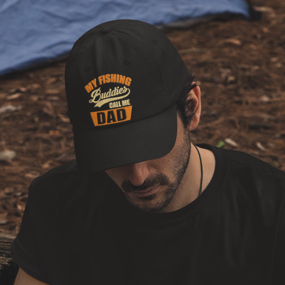 My Fishing Buddies Call Me Dad Twill Cap – High-Profile Snapback Hat – Trucker Hat