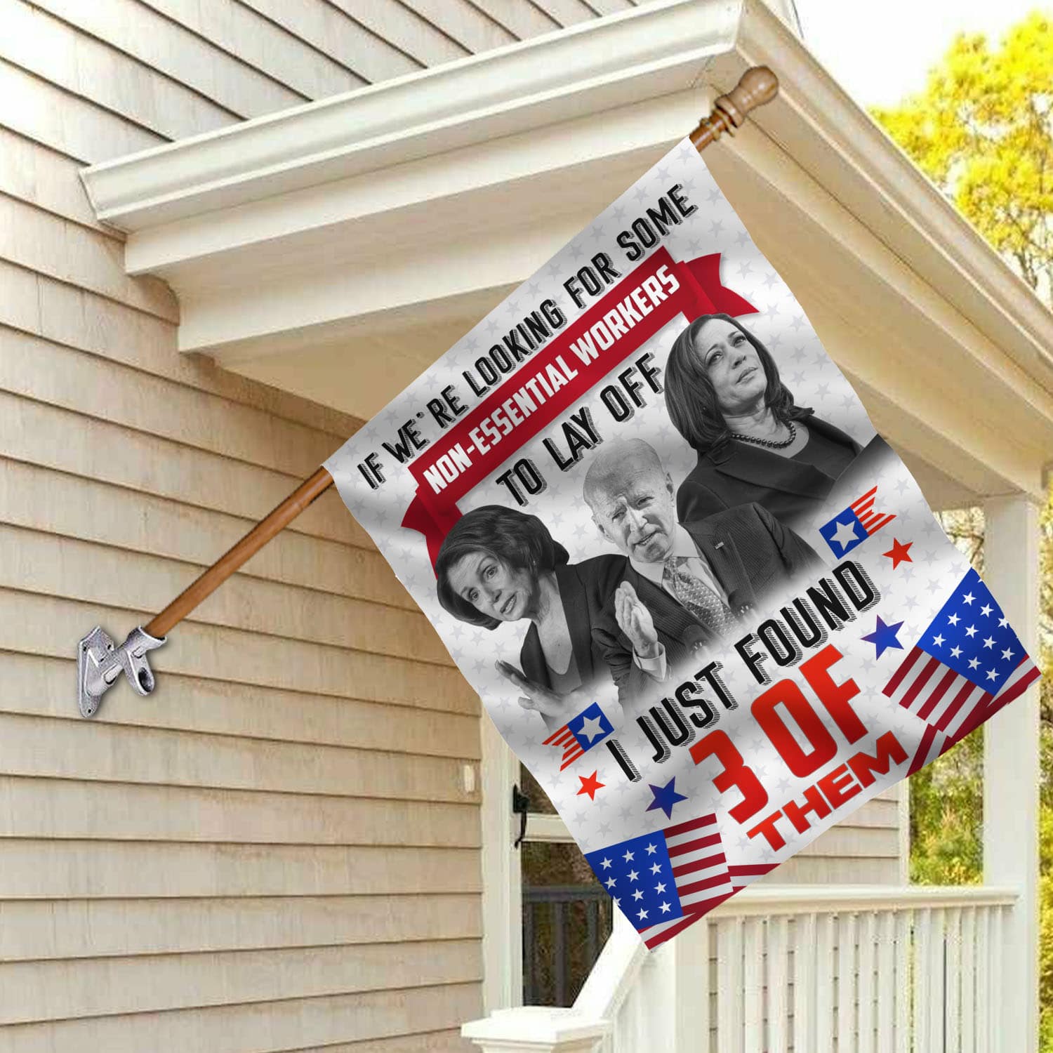 1VT. We're Looking For Biden Kamla Pelosi House Flag Mockup 2