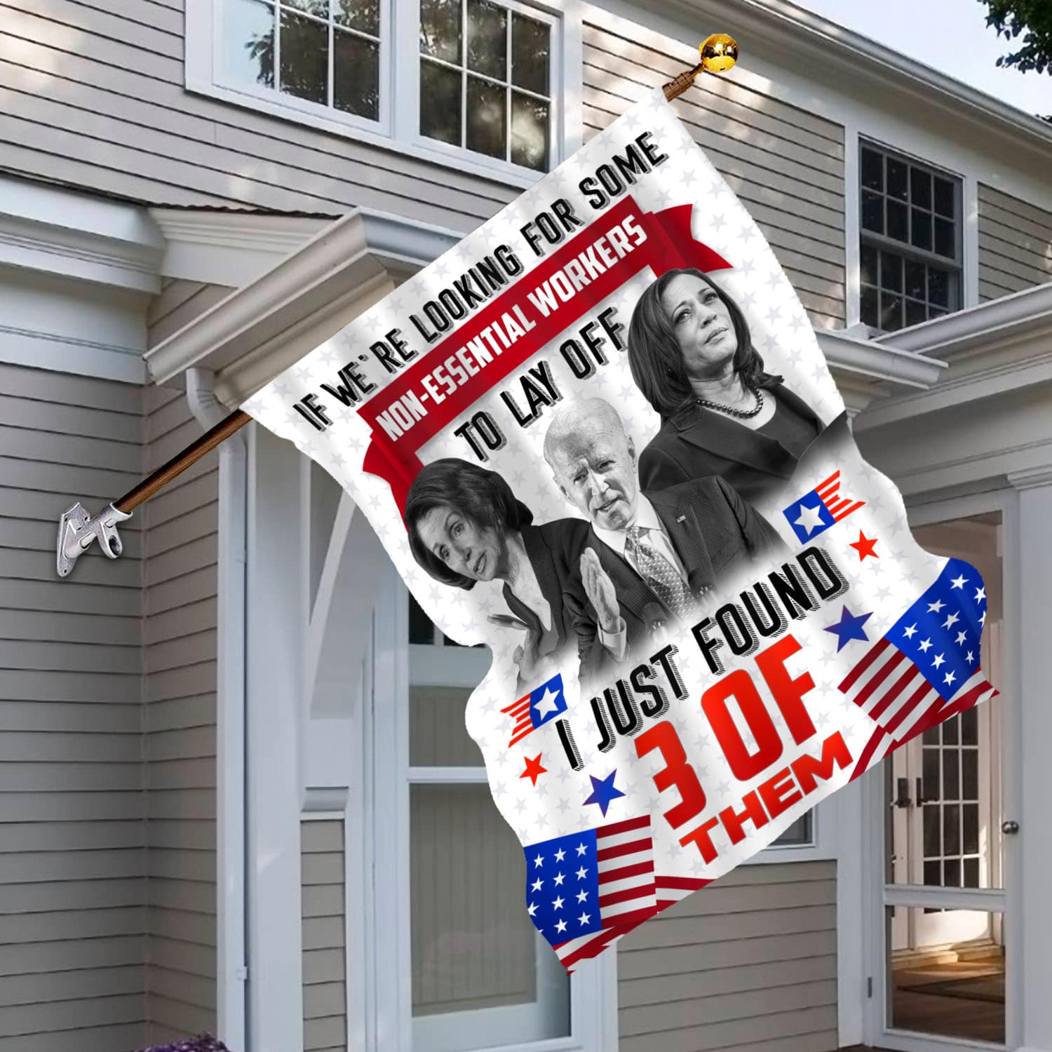 1VT. We're Looking For Biden Kamla Pelosi House Flag Mockup 6