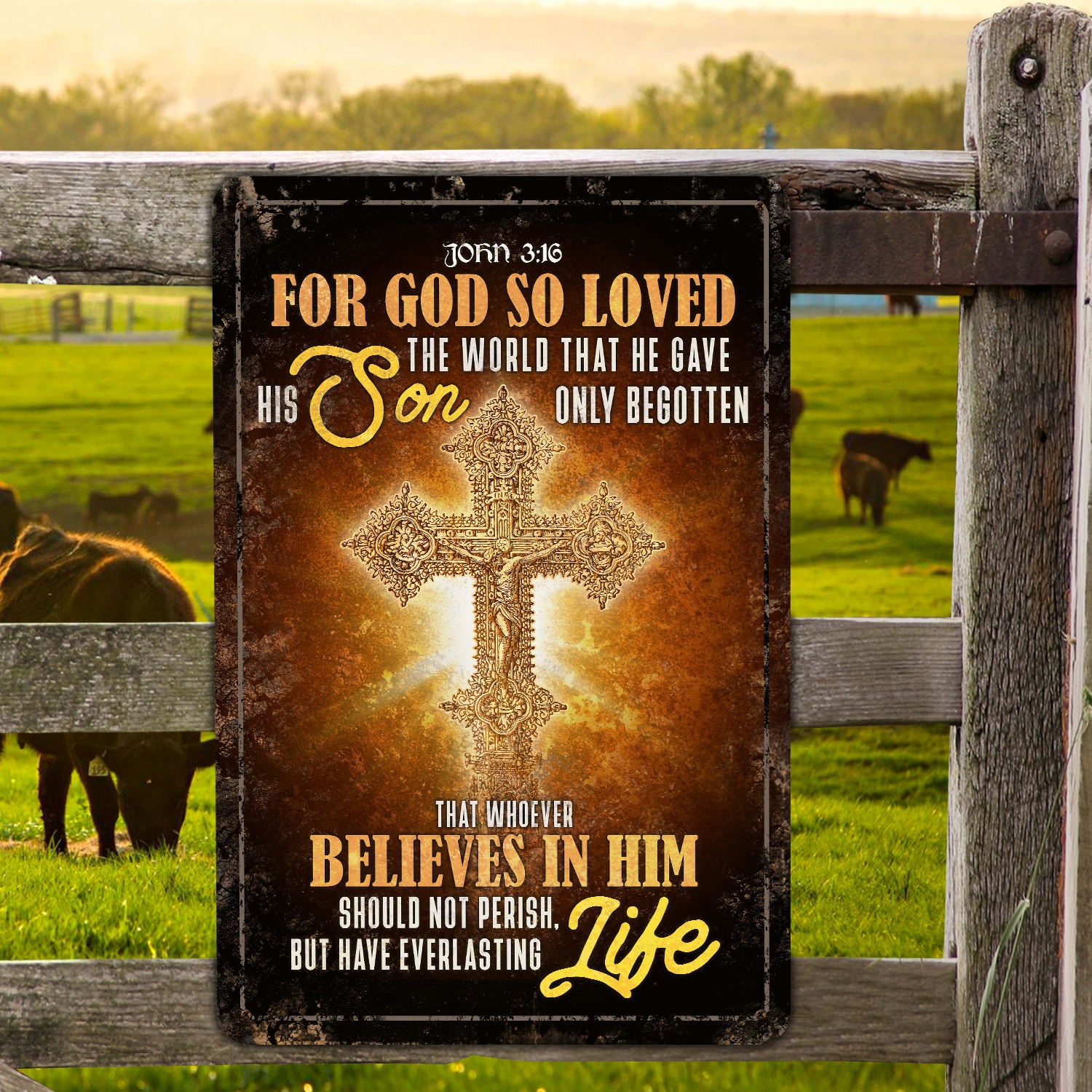John 3:16 Bible Verse Scripture Christian Decorative Metal Sign | CubeBik