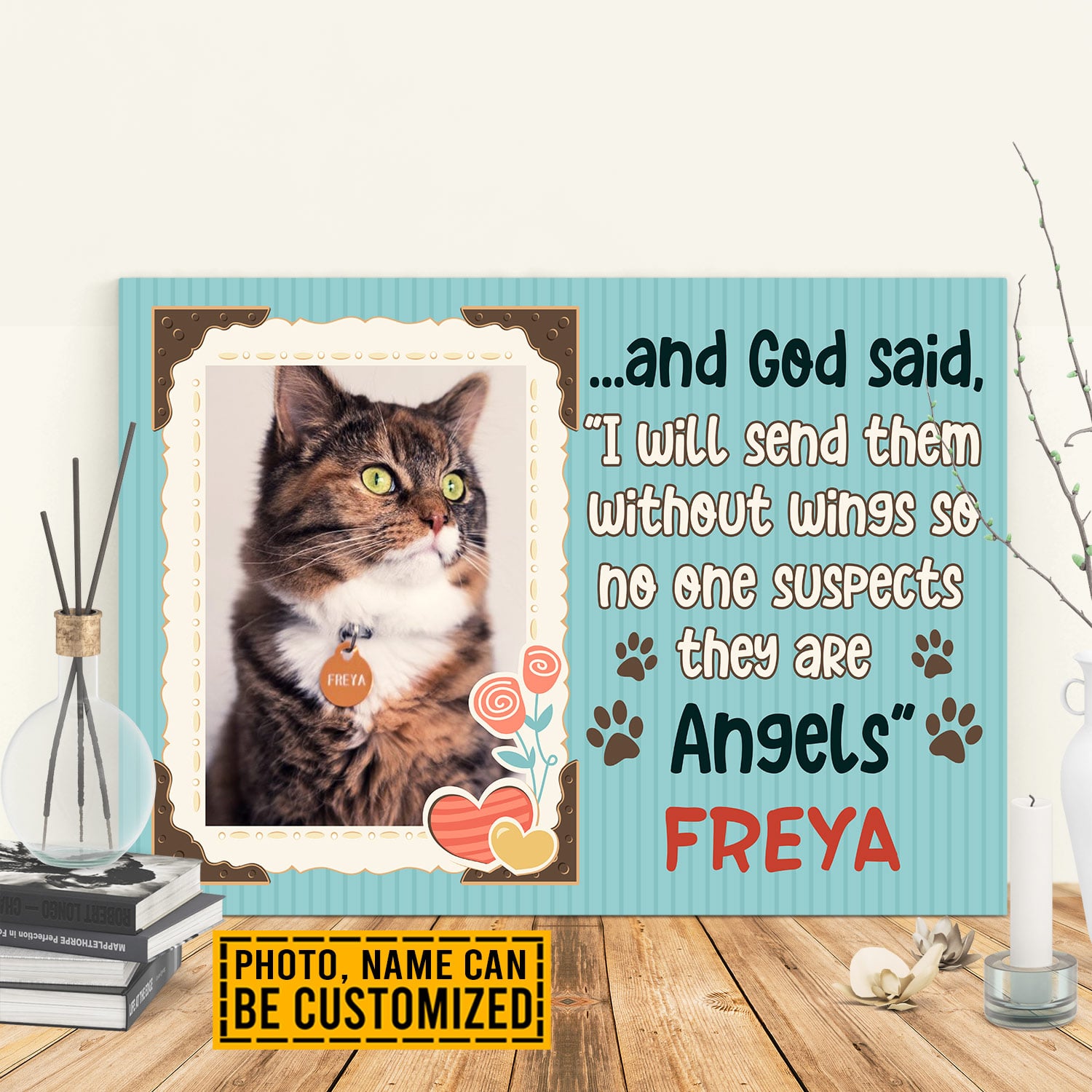 Personalized Photo And God Said I Will Send Them Without Wings Gallery Wrapped Canvas Print - Home Decor Wall Art
