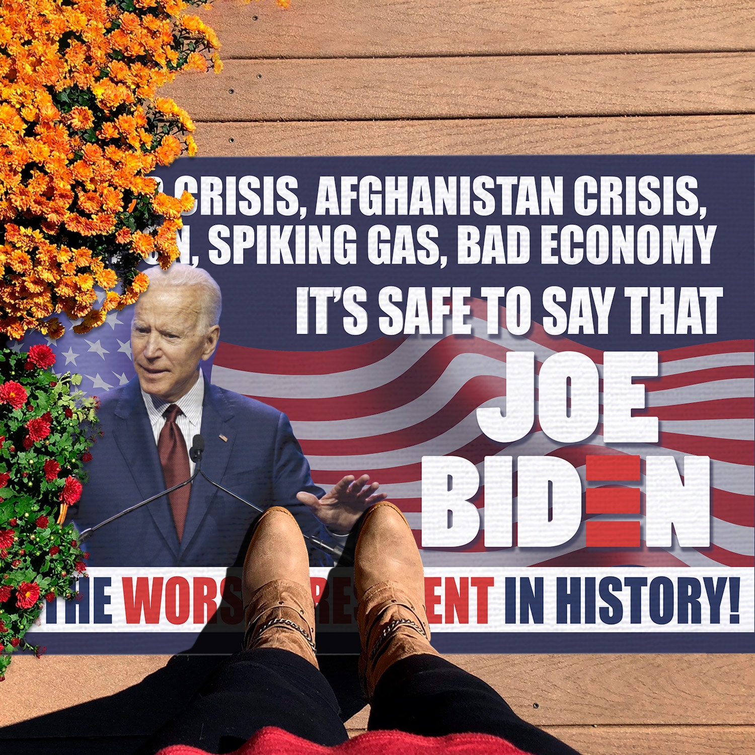 Alternative view of Border Crisis Afghanistan Crisis Inflation Joe Biden Is the Worst President In History Anti Biden Entrance Decorative Doormat
