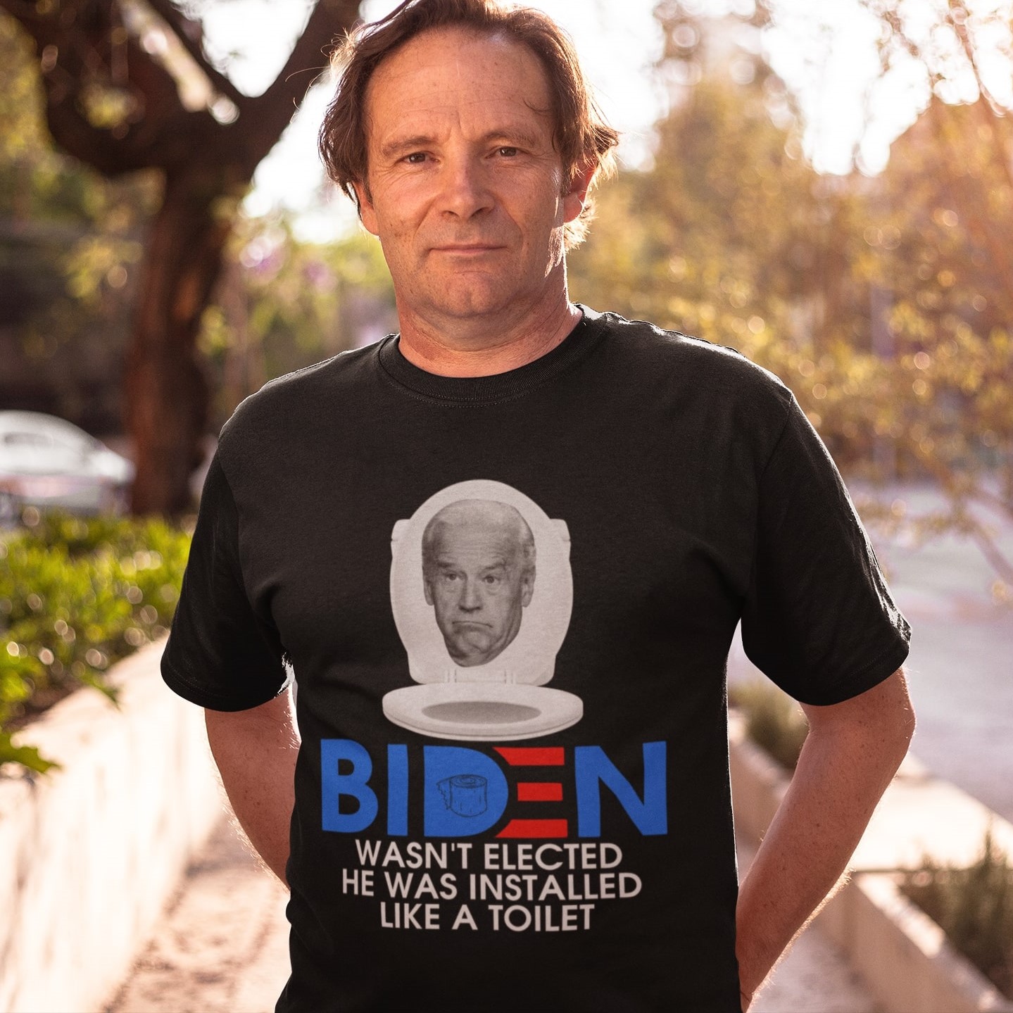 Alternative view of Biden Wasn't Elected He Was Installed Like a Toilet T-Shirt - V-Neck Shirt