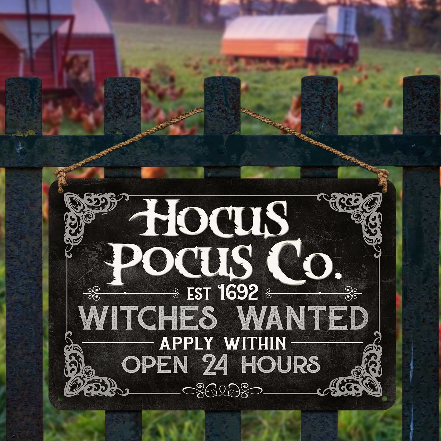 2. Hocus Pocus Co (4) Metal Sign Mockup 2