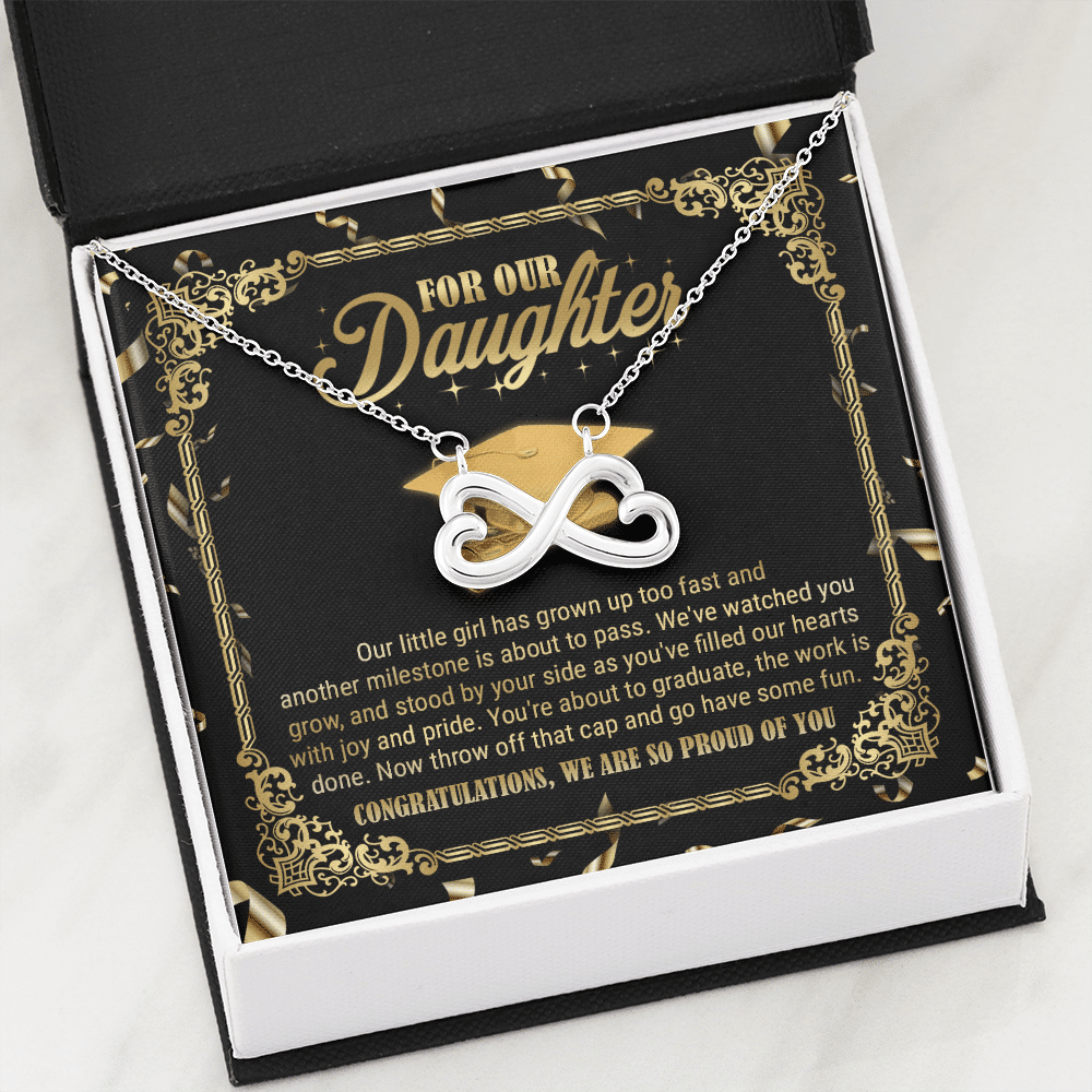 For Our Daughter Our Little Girl Has Grown Up Too Fast And Another Milestone Infinity Heart Pendant Necklace For Our Daughter Our Little Girl Has Grown Up Too Fast And Another Milestone Infinity Heart Pendant Necklace