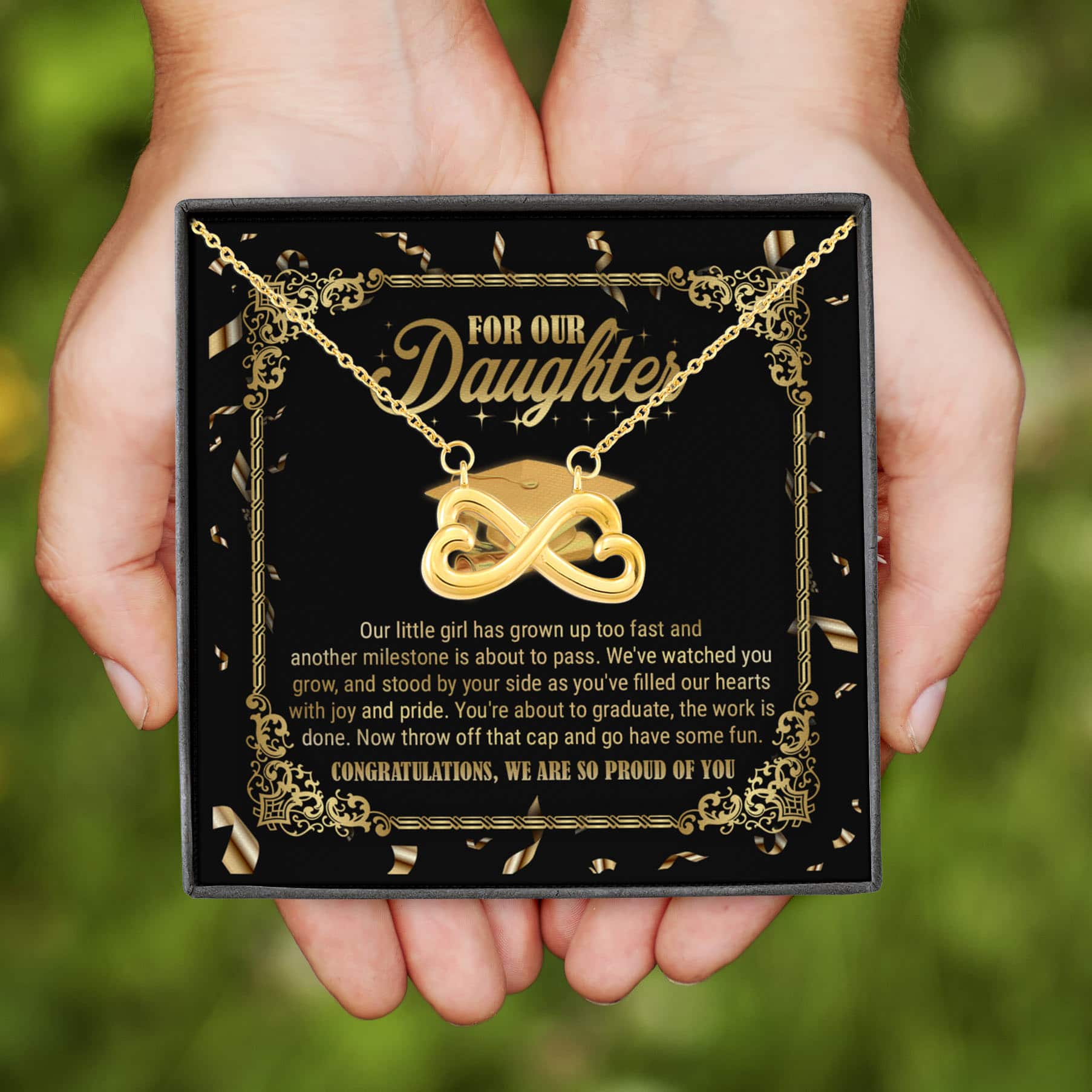 6VT. Graduation For Our Daughter Infinity Heart Necklace (Gold)