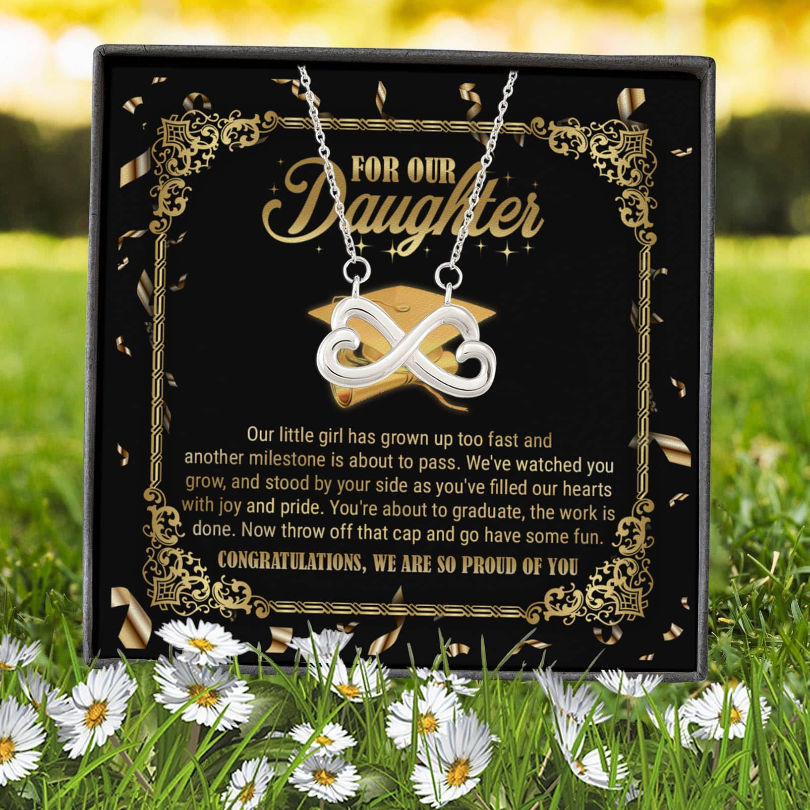 6VT. Graduation For Our Daughter Infinity Heart Necklace (Silver) 7