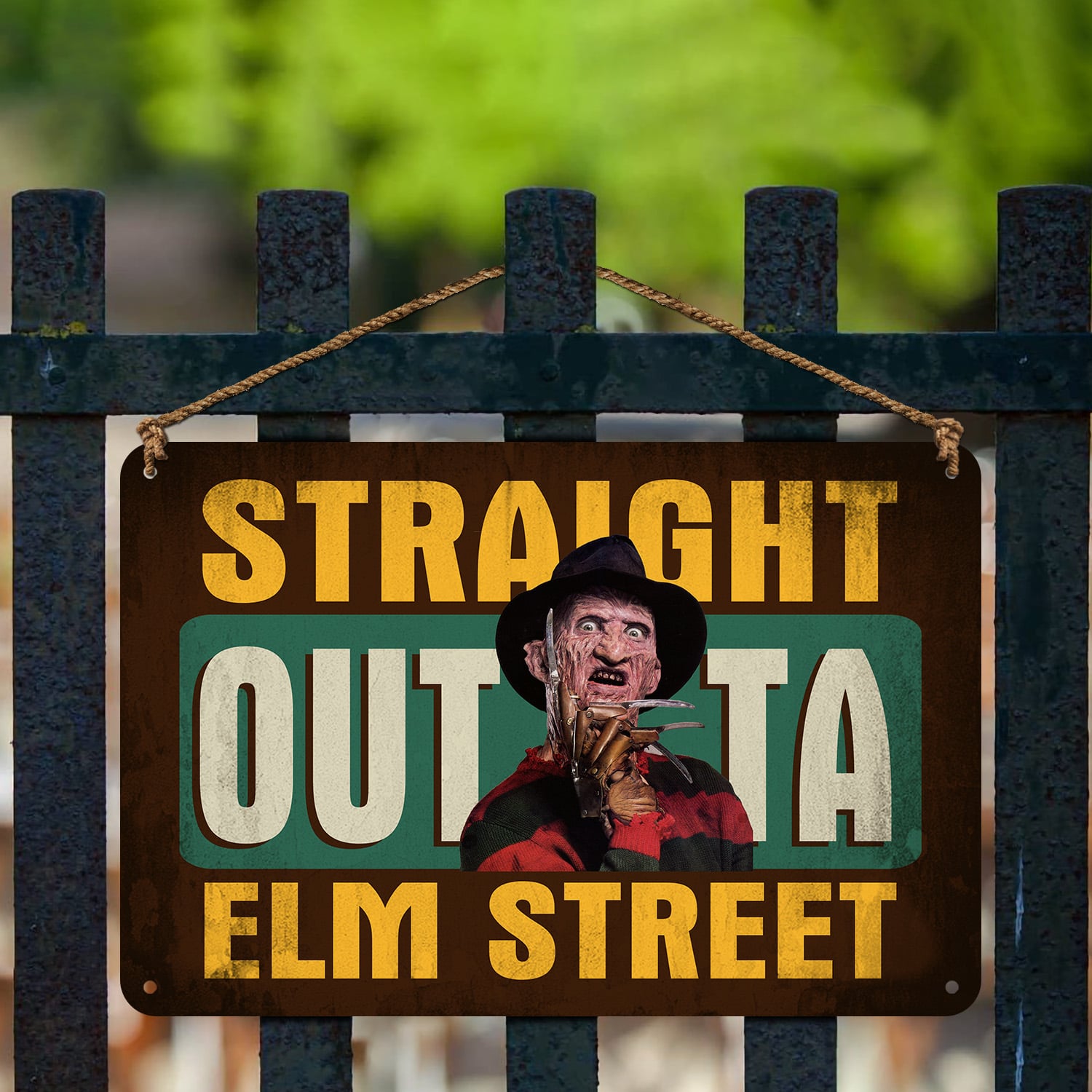 9. ELM Street (6) Metal Sign Mockup 3