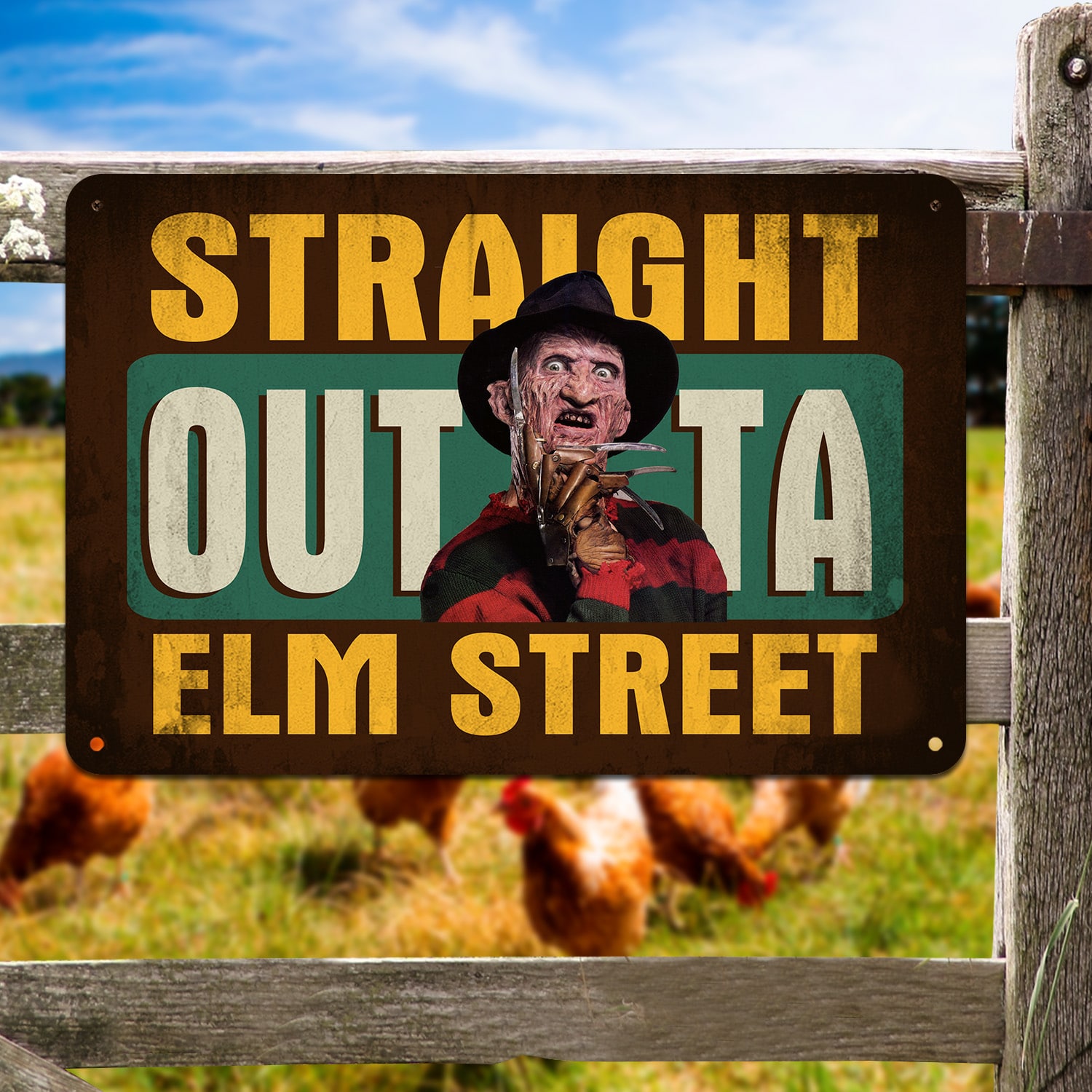 9. ELM Street (6) Metal Sign Mockup 5