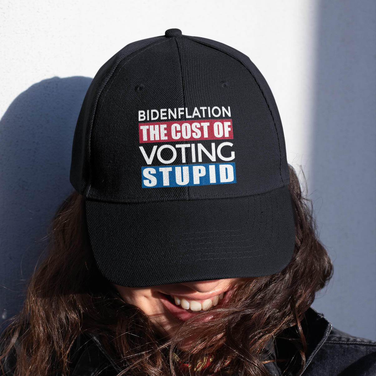 5O. Bidenflation-dad-hat-mockup-of-a-woman-with-a-patched-denim-jacket-27033 (1)