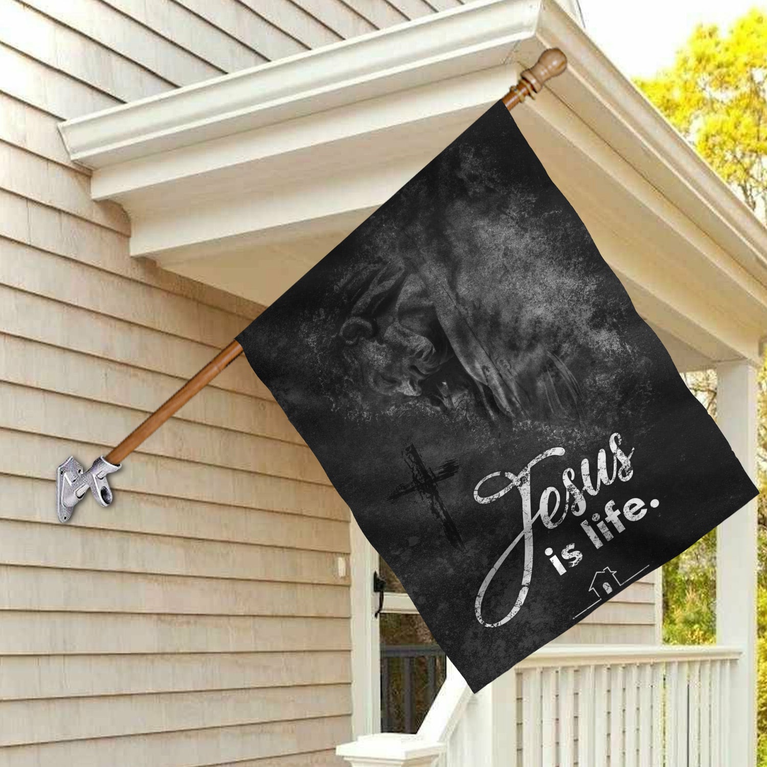 Alternative view of Jesus Is Life Christian Decorative Garden Flag - Religious Faith House Flag - Wall Flag