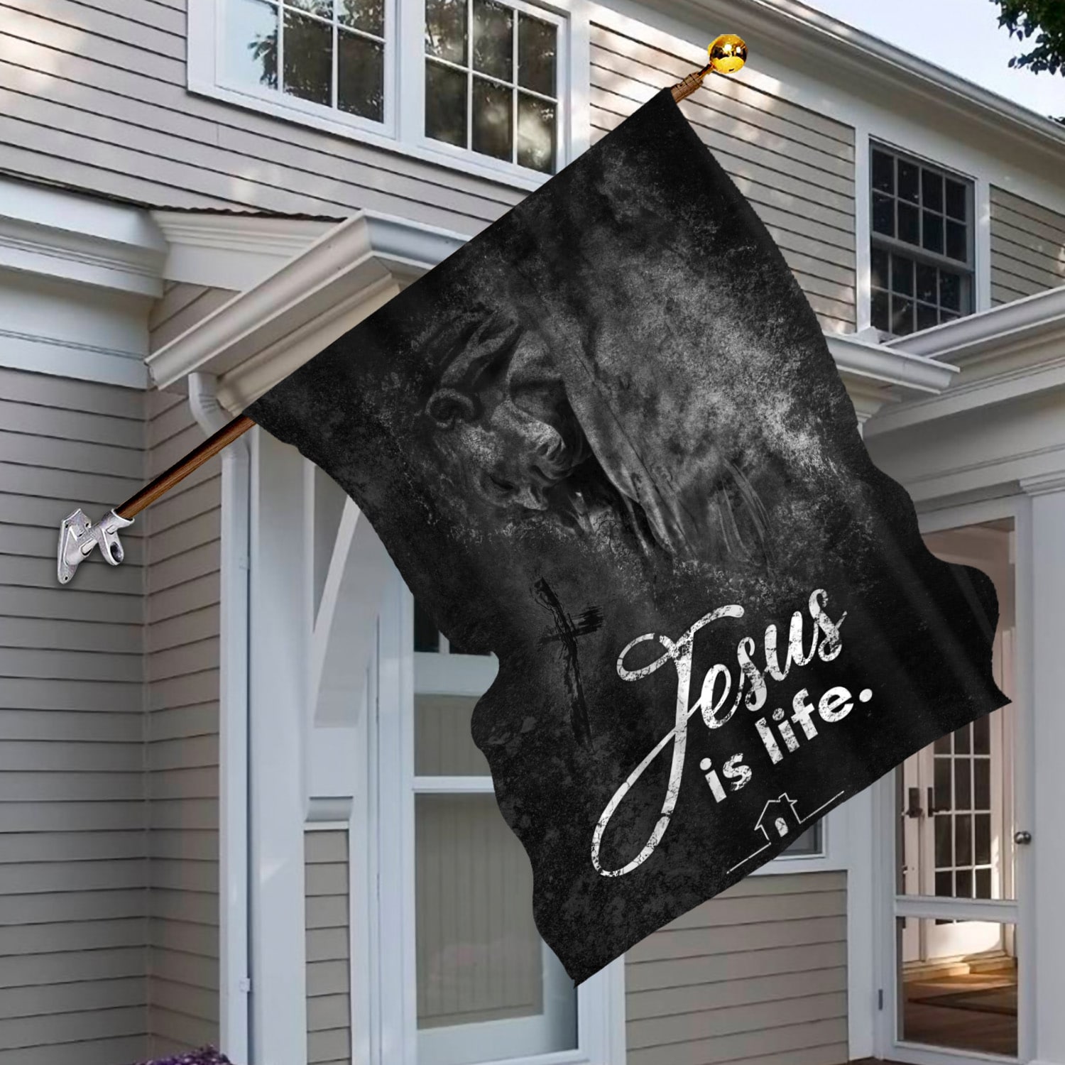 2. Jesus is Life (30x40) House Flag Mockup 6