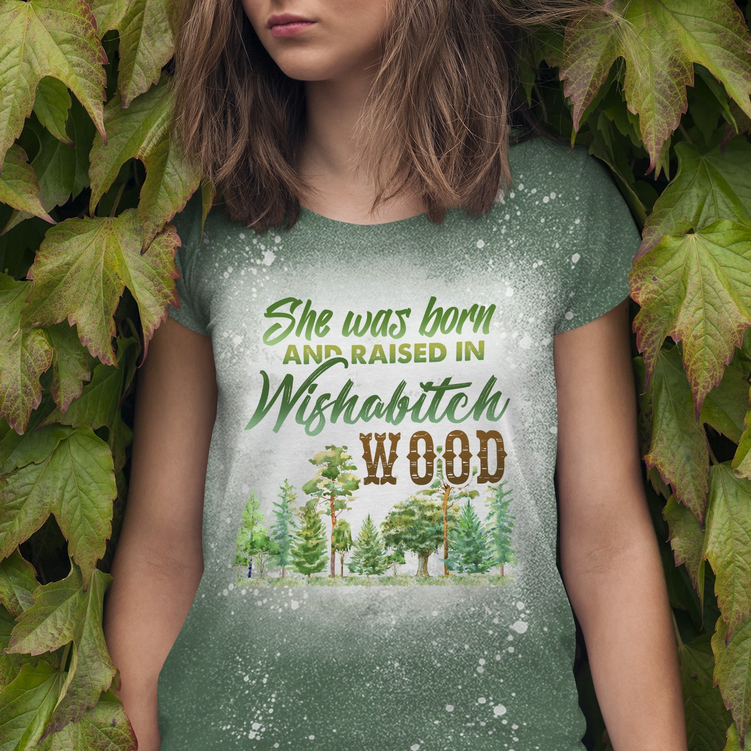 Funny She Was Born and Raised in Wishabitch Wood T-Shirt
