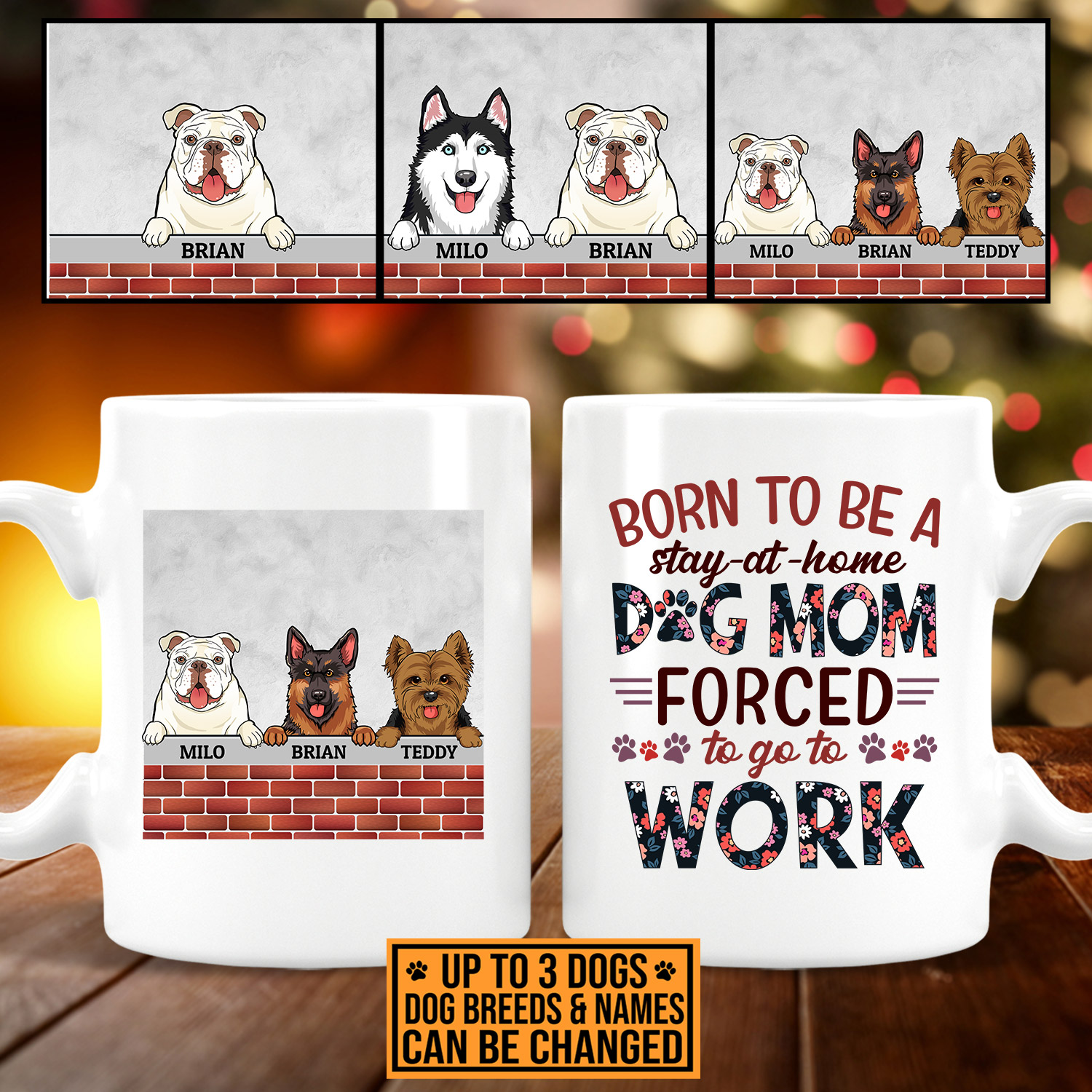 Personalized Dog Breeds Born To Be A Stay-At-Home Dog Mom Forced To Go To Work Ceramic Coffee Mug