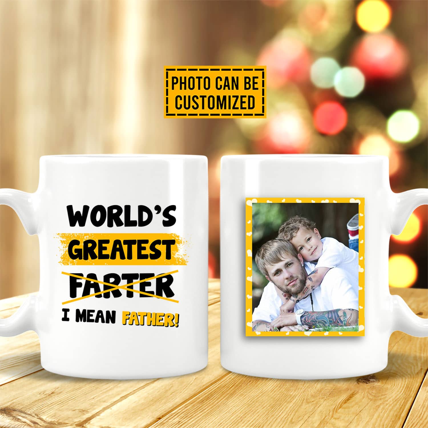Personalized Photo World's Greatest Farter I Mean Father Print On 2 Sides Ceramic Coffee Mug