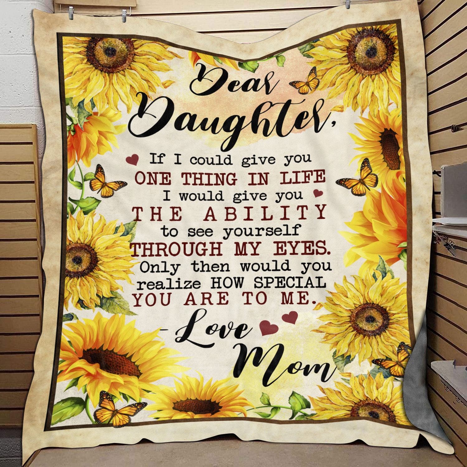 Dear Daughter if I Could Give You One Thing in Life Sunflower Mom Fleece Blanket - Mink Blanket - Woven Blanket For Daughter