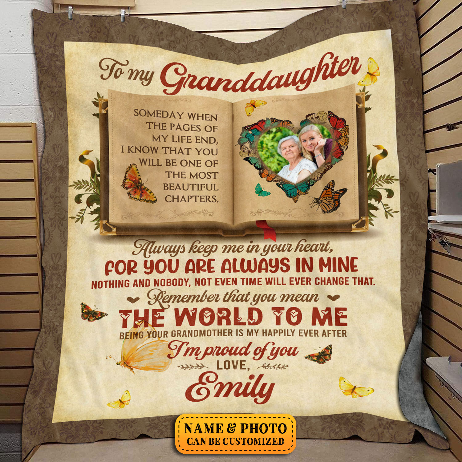 Custom Photo To Granddaughters Someday When My Life End Keep Me in Your Heart Fleece Blanket - Mink Blanket - Woven Blanket