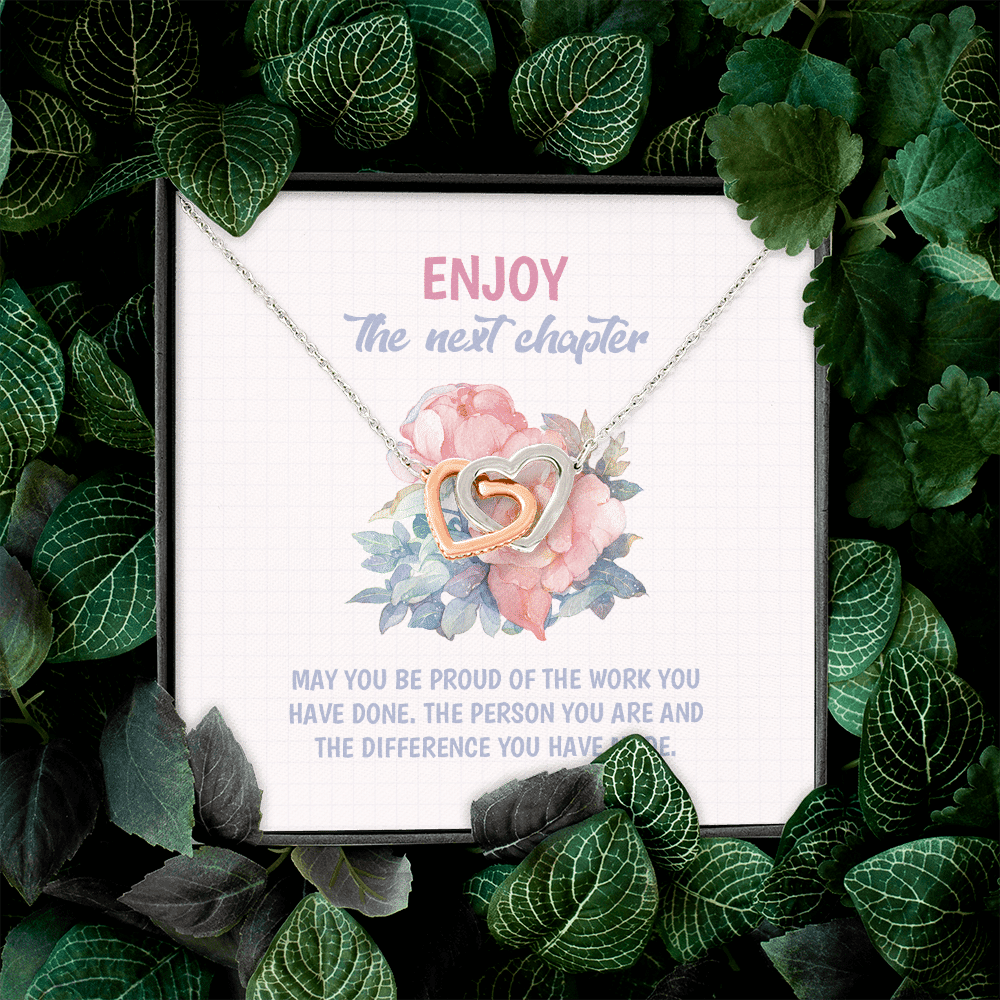 Alternative view of Enjoy the Next Chapter May You Be Proud of the Work You Have Done Interlocking Hearts Pendant Necklace - Graduation Gift