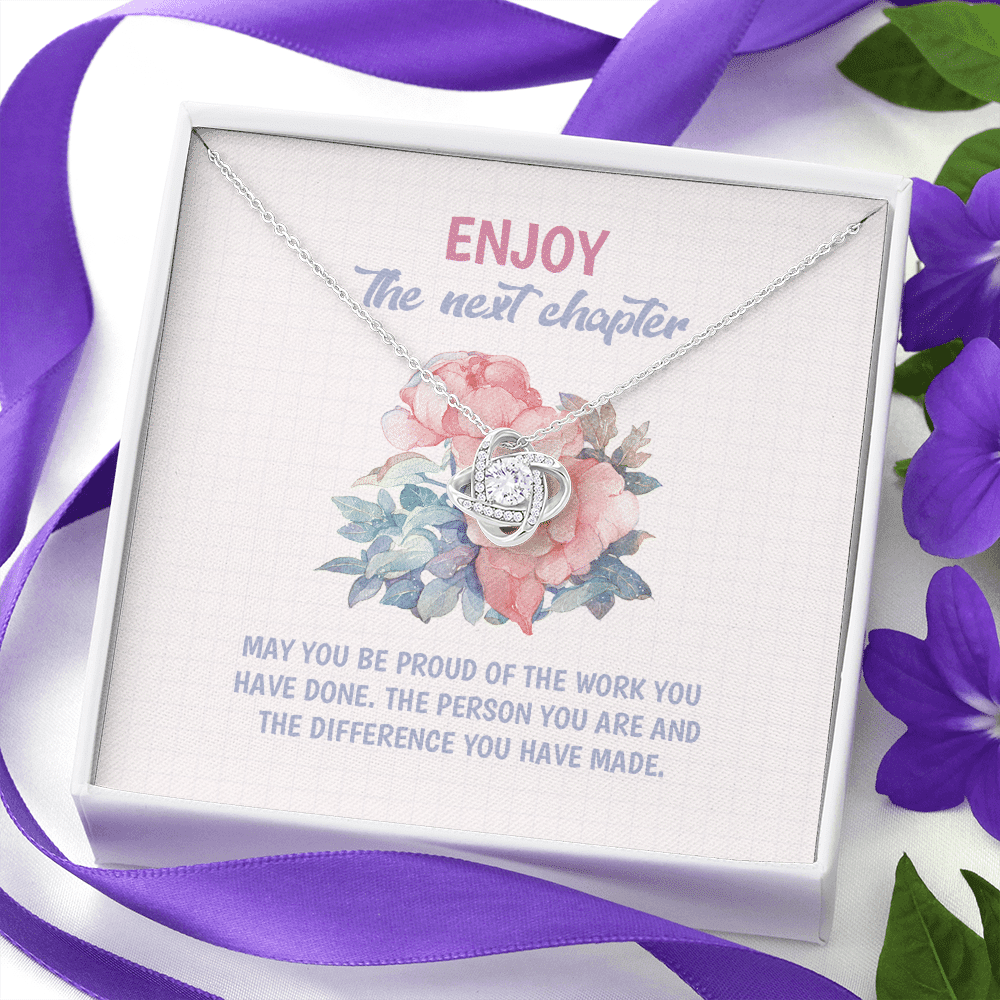 Alternative view of Enjoy the Next Chapter May You Be Proud of the Work You Have Done Love Knot Pendant Necklace - Graduation Gift