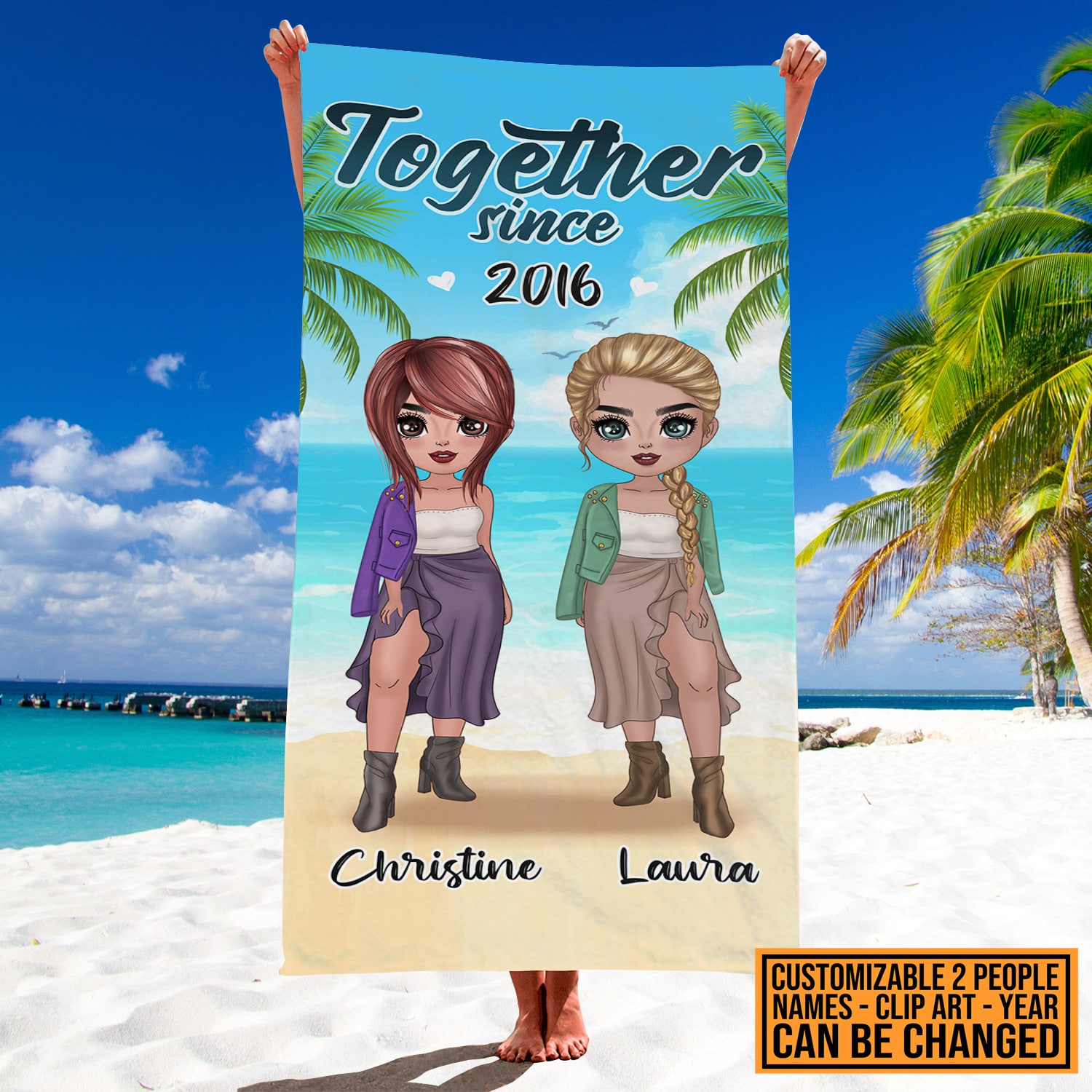Alternative view of Together Since Best Friend Custom Towel - Best Friends Beach Towel for Besties - Custom Best Friend Sister Towel for Women Girl