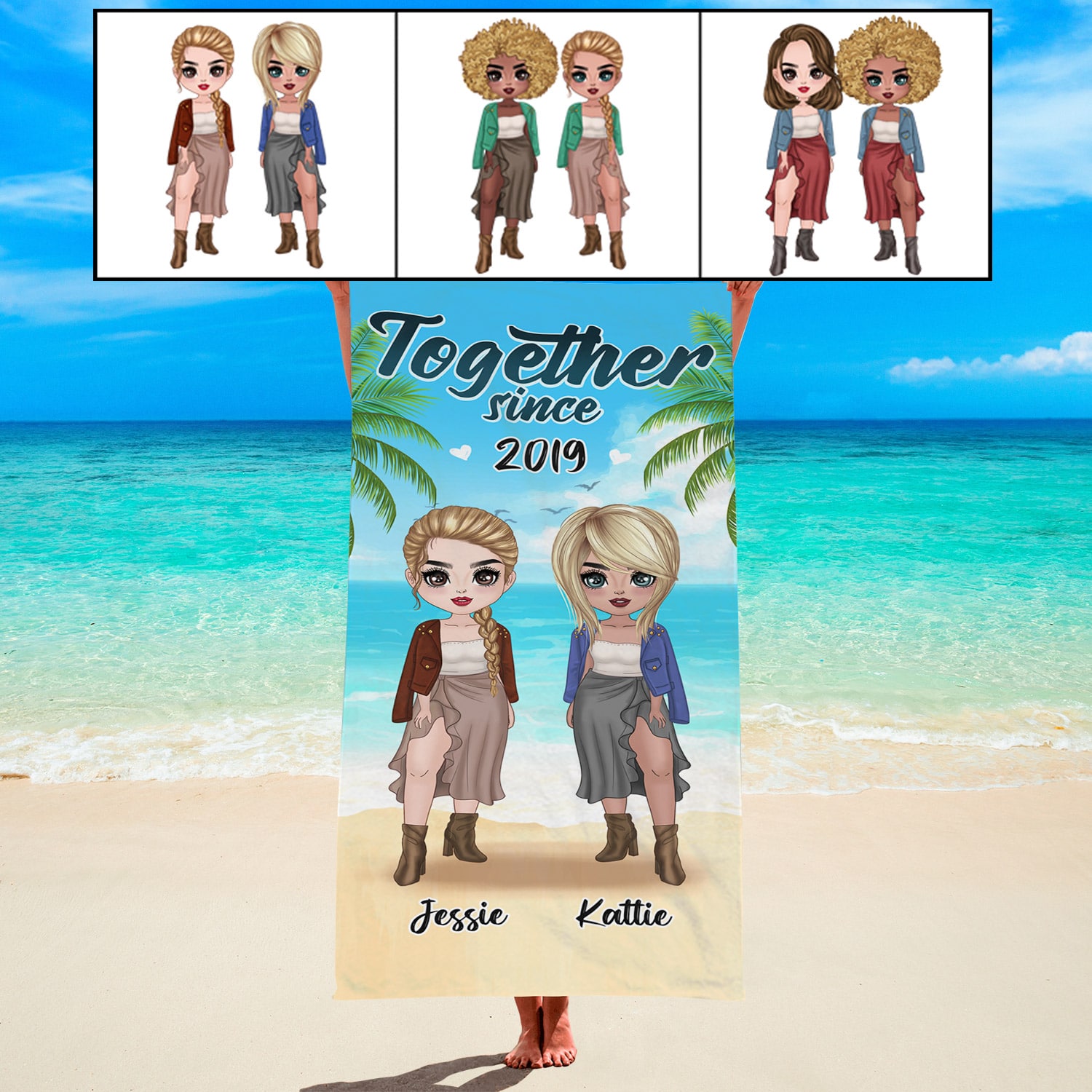 Together Since Best Friend Custom Towel - Best Friends Beach Towel for Besties - Custom Best Friend Sister Towel for Women Girl