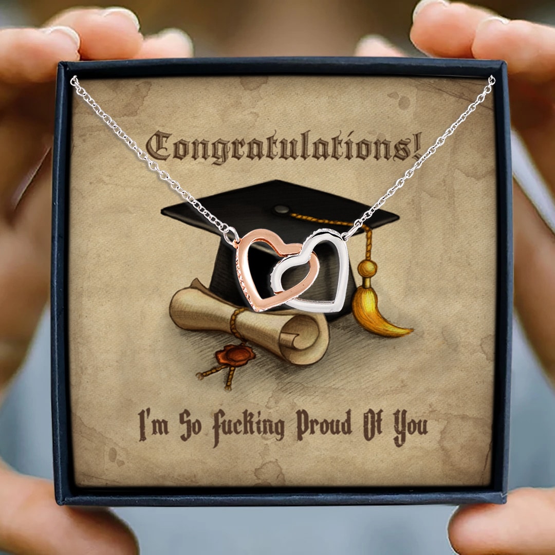 Congratulations I'm So Fucking Proud Of You Interlocking Hearts Pendant Necklace
